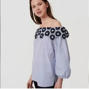 NWT Loft off the shoulder floral embroidery